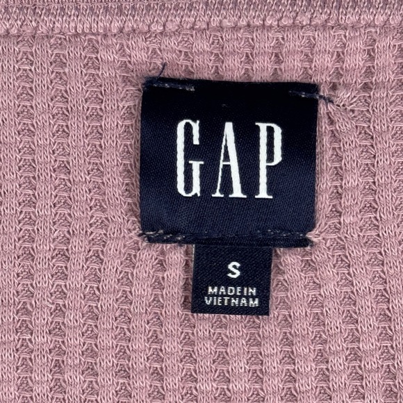 GAP Shirt Waffle Knit Long Sleeve Top Cropped Casual Everyday Wear Pink Small - Picture 4 of 5